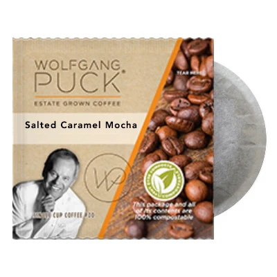Wolfgang Puck Salted Caramel Mocha 100% Compostable Pods (18)
